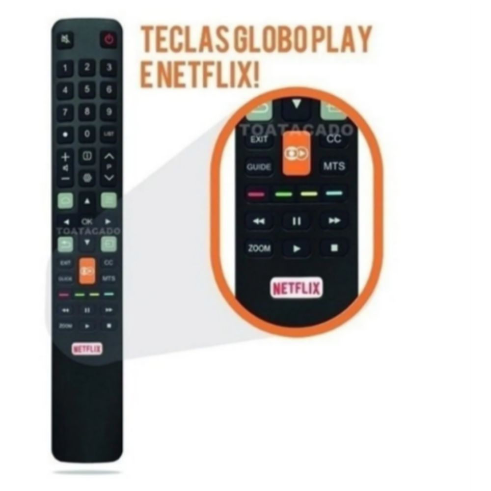 Controle Remoto Tv Tcl Smart K Tecla Globo Play Netflix Le