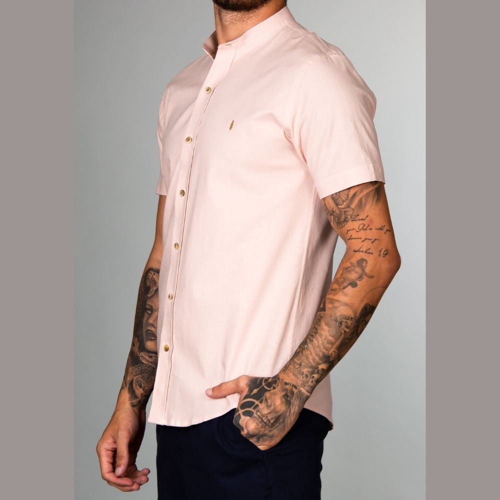 Camisa Red Feather Gola Padre Mc Linho Nude Dom Store Multimarcas