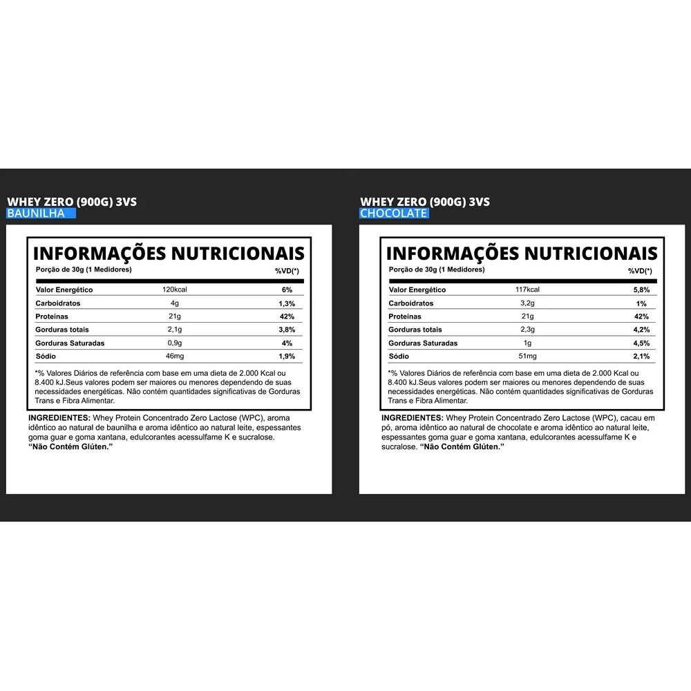 Whey Zero Lactose 900g 3VS BH Suplementos