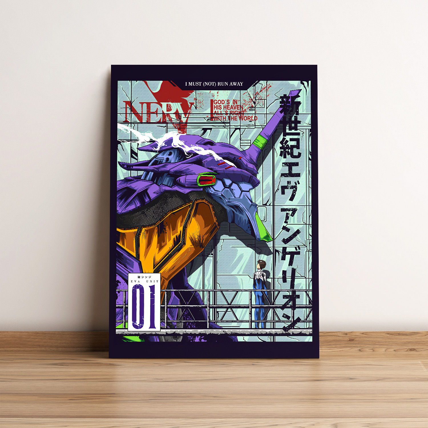 Quadro Vintage MDF Neon Genesis Evangelion Correio Coruja Quadros