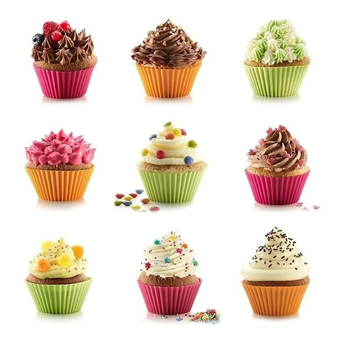 Formas Silicone Mini Cupcake Bolo Muffin Assadeira Kit 12 Unidades