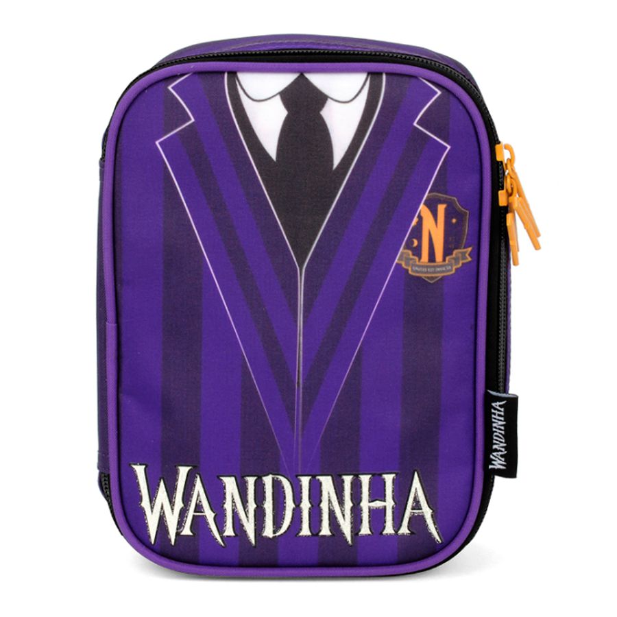 Kit Mochila De Rodinhas Estojo Box Wandinha Uniforme Roxo Shop Macrozao