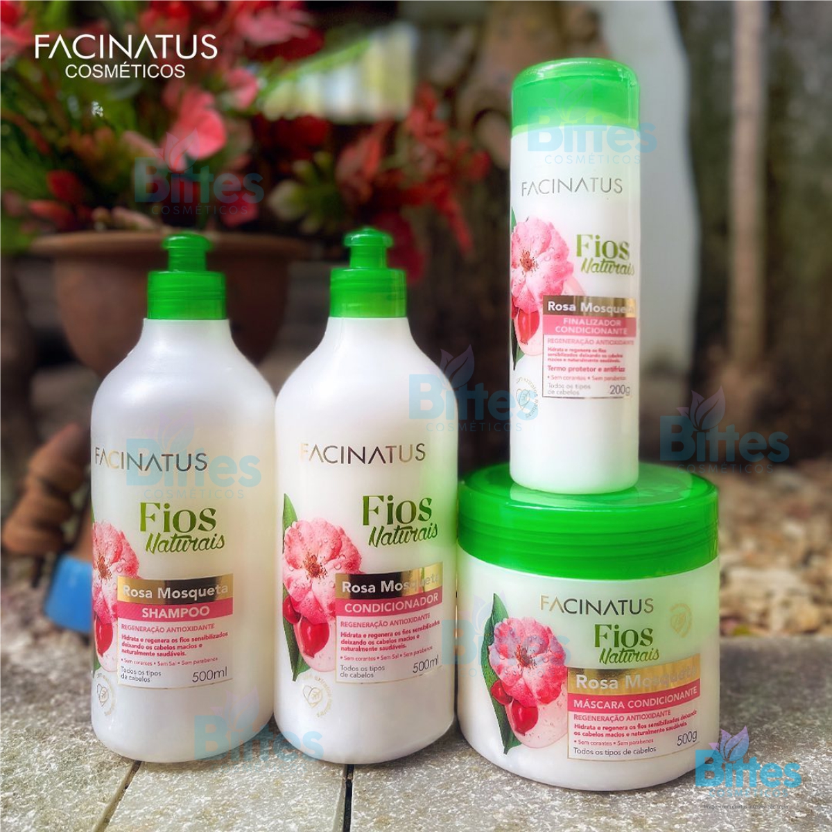 KIT ROSA MOSQUETA FACINATUS COSMÉTICOS FIOS NATURAIS Bittes Cosmeticos