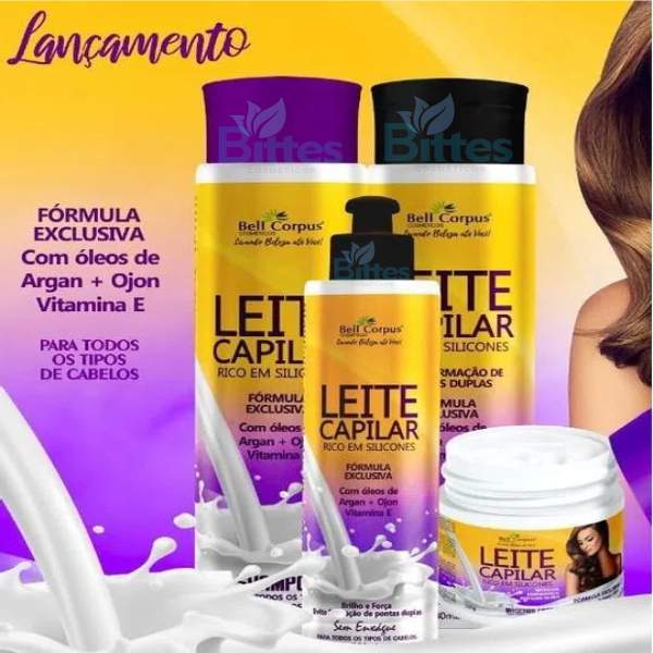 10 KIT LEITE CAPILAR BELL CORPUS COSMÉTICOS RICO EM SILICONES ATACADO