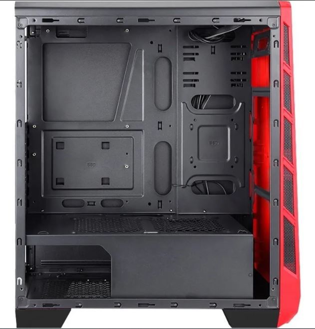 Gabinete K Mex Vamp Mid Tower Fans Red Lateral De Acr Lico