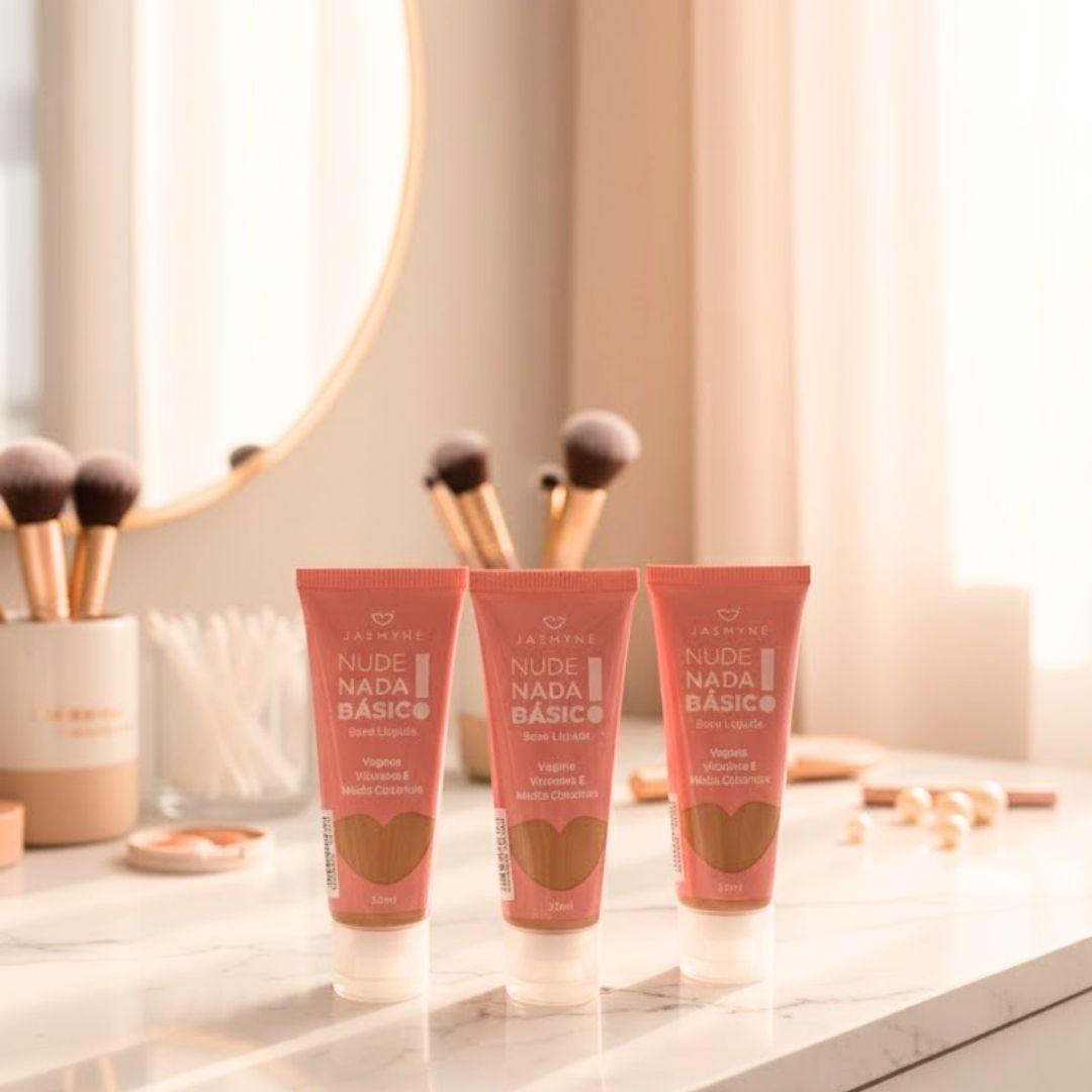 Base Líquida Jasmyne Nude Box 24un Virtual Make Virtual Make Maquiagem Atacado p