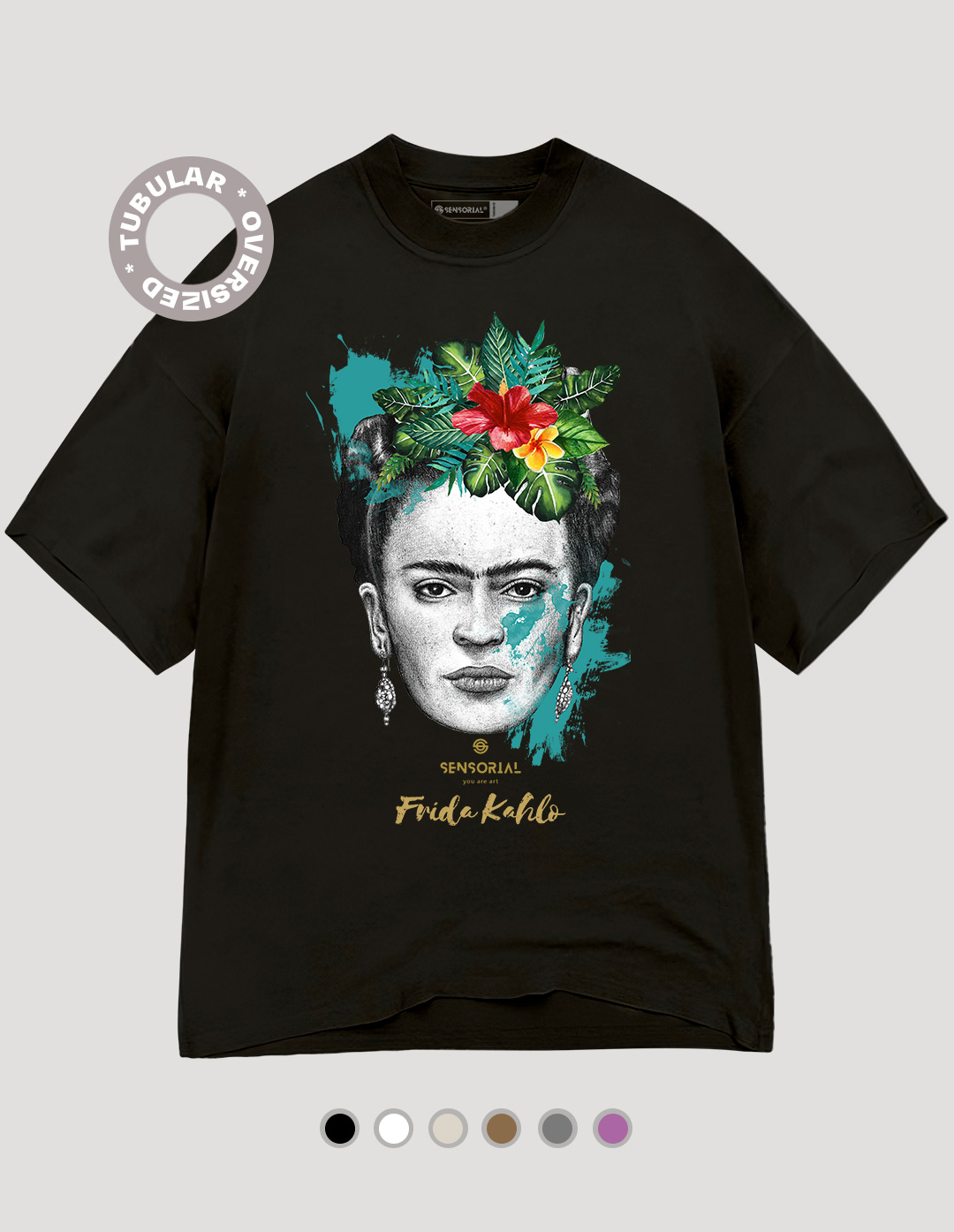 Camiseta Oversized Tubular Frida Kahlo Sensorial Camisetas