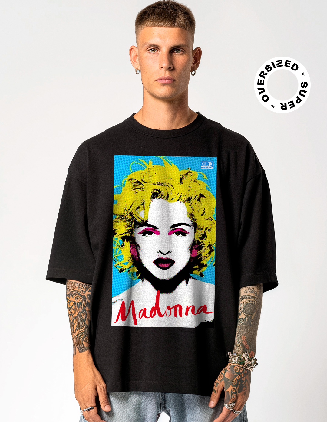 Camiseta Oversized Super Madonna Pop Art Sensorial Camisetas