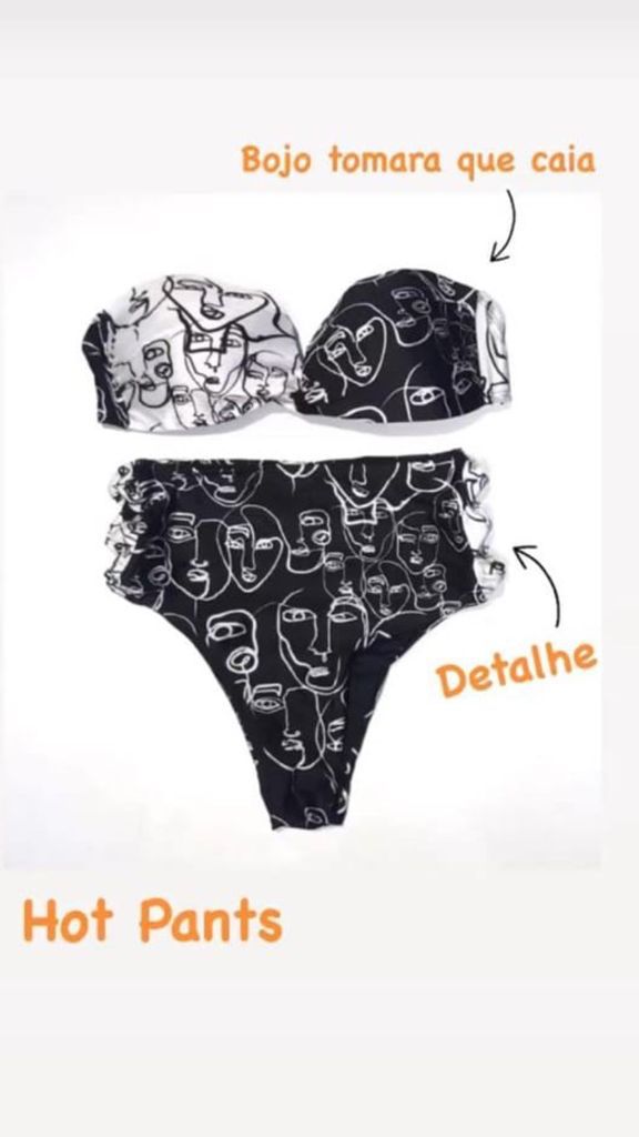 Biquini Faces Hot Pants Crikashow Moda Praia E Fitness