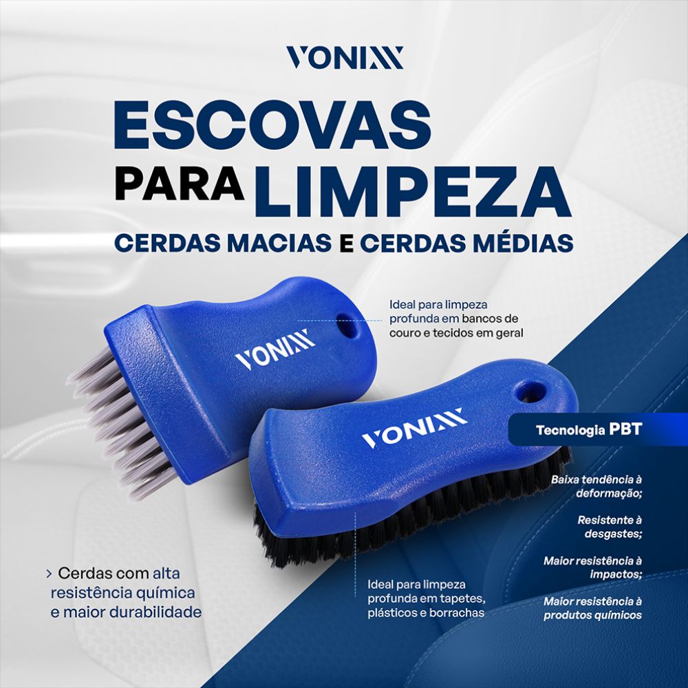 Escova P Limpeza Macia Pbt P Tecido Couro Vonixx Ern Automotive