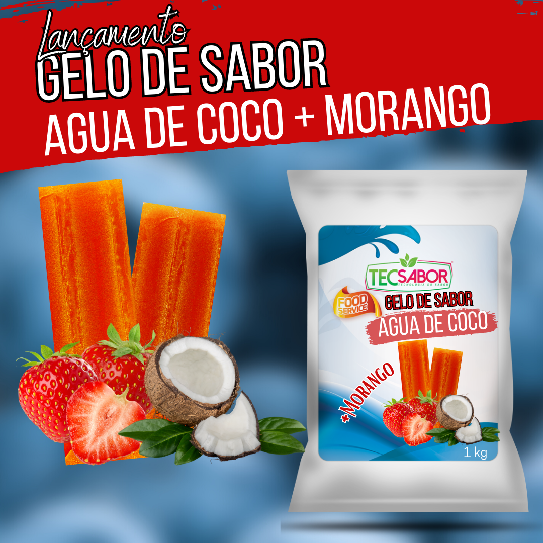 Gelo de Sabor Água de Coco morango lojatecsabor