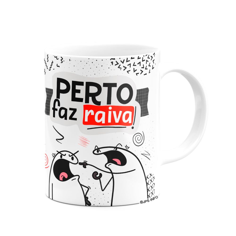 Caneca Flork Namorados Longe Faz Falta Perto Faz Raiva Fun Geek Store