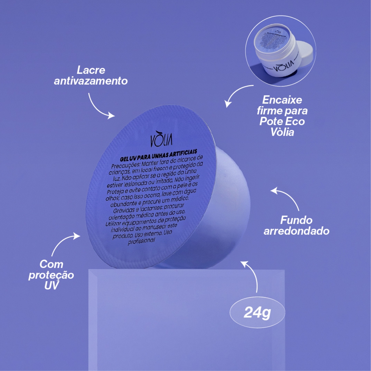 Refil Blister Gel LED UV Classic Nude 24g Pote ECO Vòlia Arte