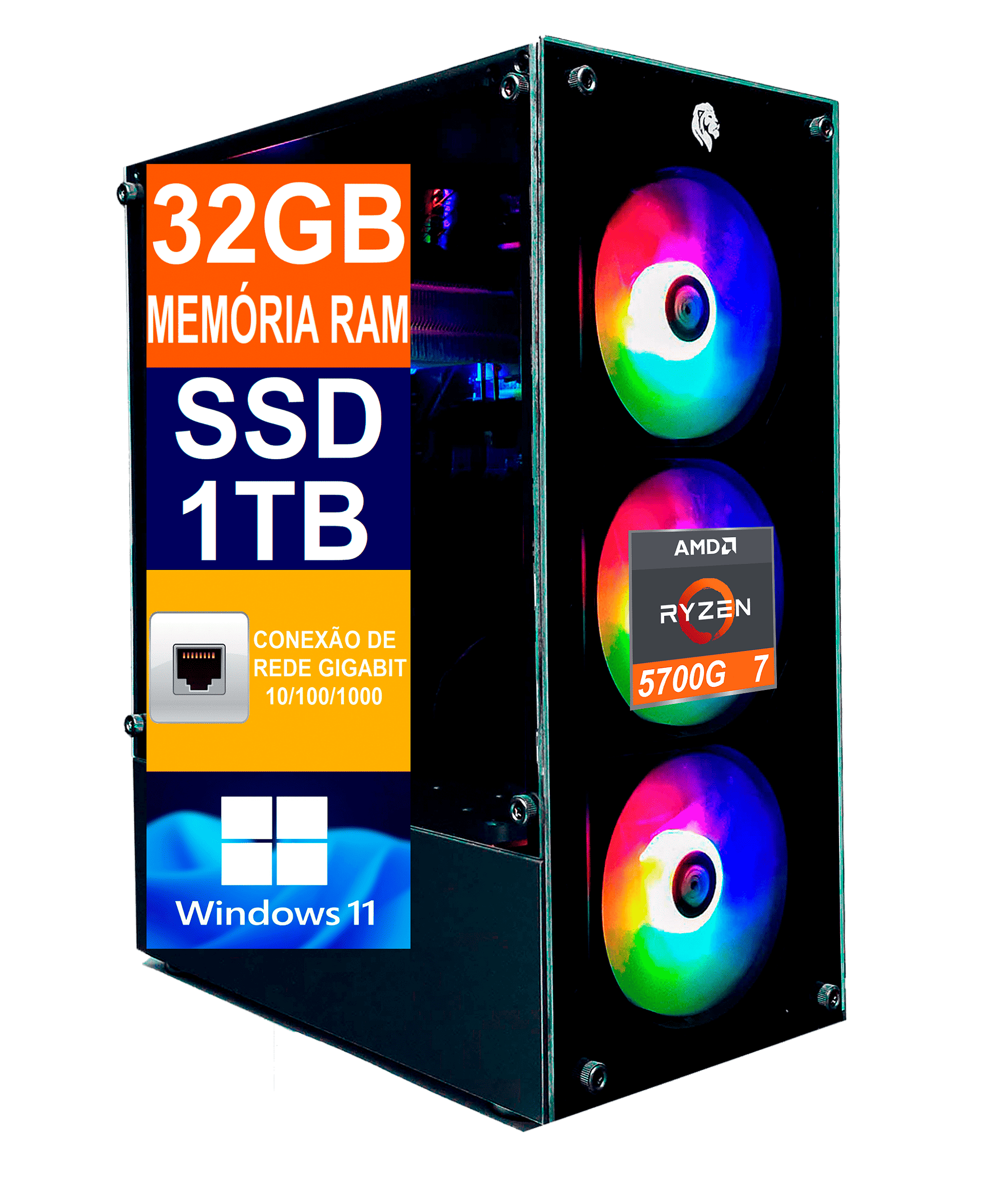 Pc Gamer Computador Cpu Ryzen G Ssd Tb M Gb Mem Ria Ram