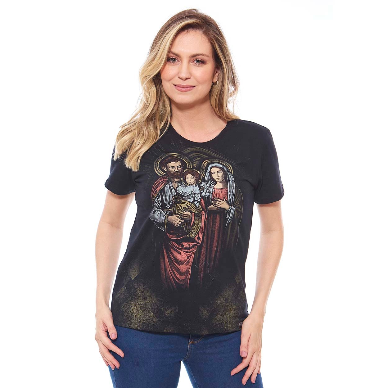 Camiseta Sagrada Familia Feminina Pp Santa Cruz Artigos Religiosos