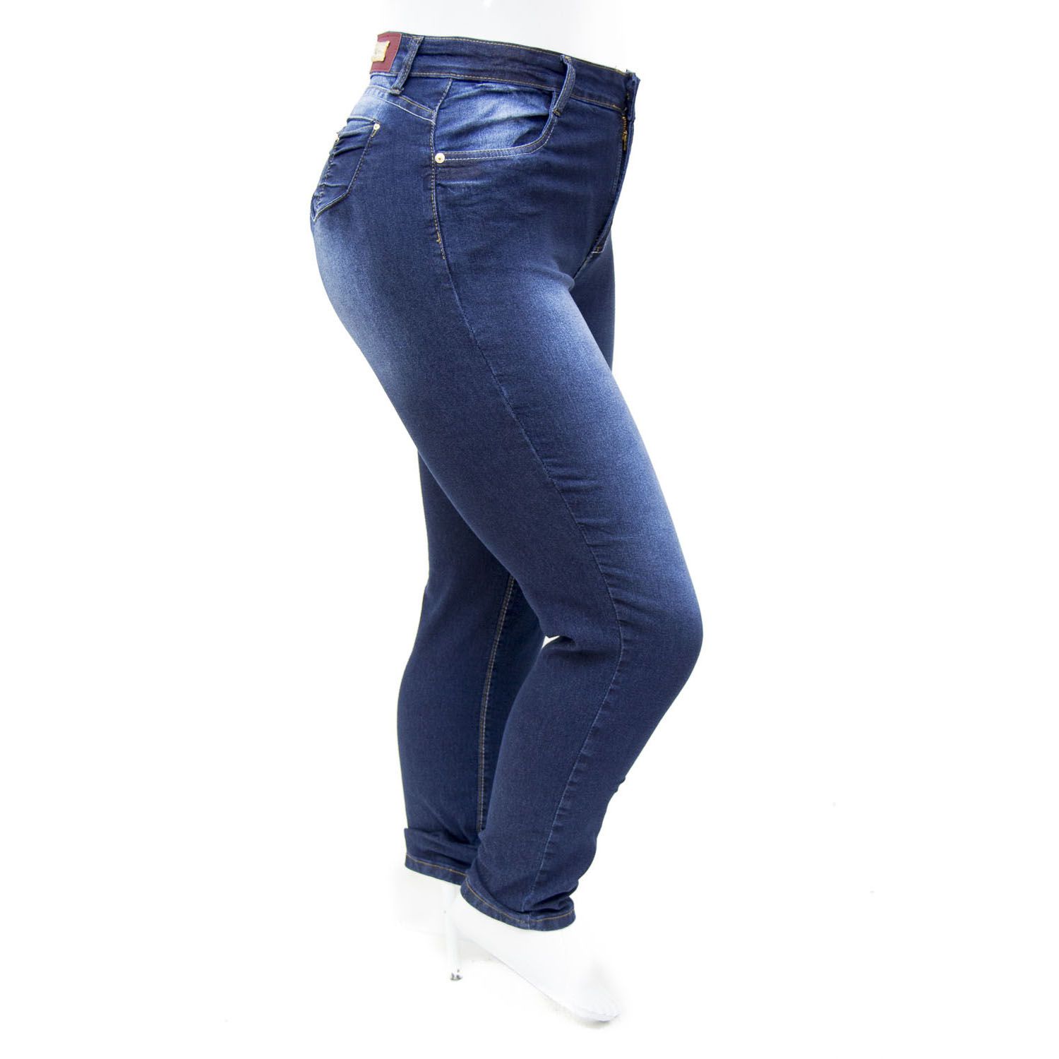 Calça Jeans Feminina Plus Size Azul Escura Cheris Lycra Ane Jeans