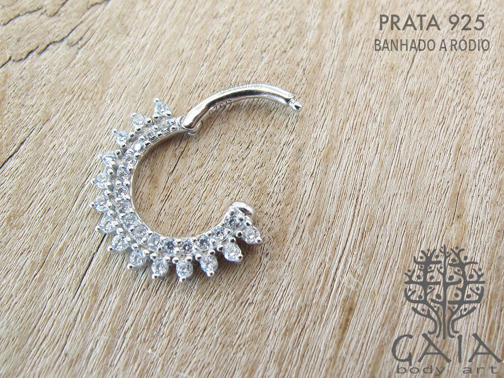 Piercing Argola Articulada Fecho Click Haste Prata Esterlina 925 Rod