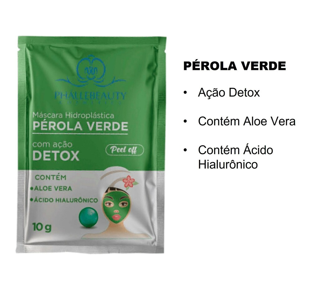 Mácara Hidroplástica Peel Off Perola Verde Sachê Phallebeauty Make