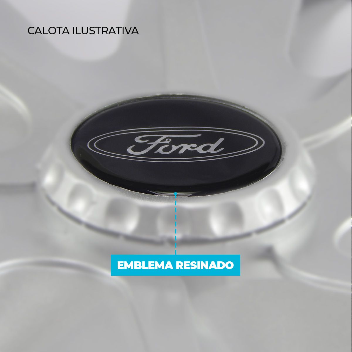 Jogo Calota Central New Cap Emblema Resinado Ford Preto Delivery