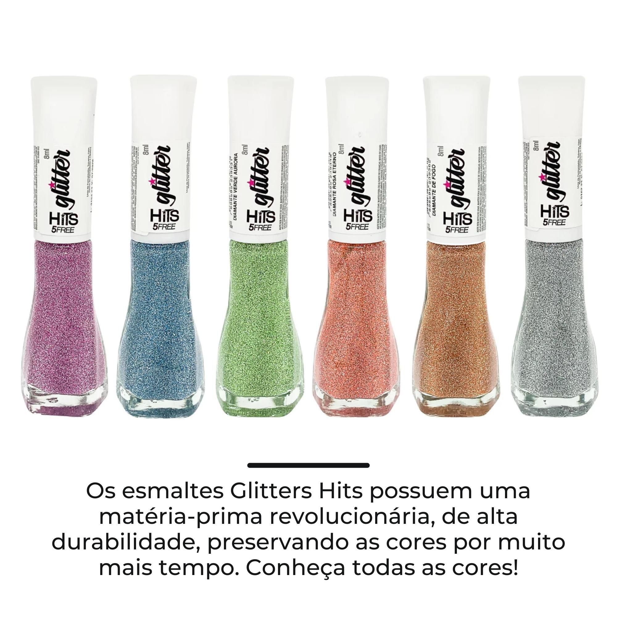 Esmalte Hits Diamante Lua Azul Glitter Refletivo Azul Gabeauty Cosméticos