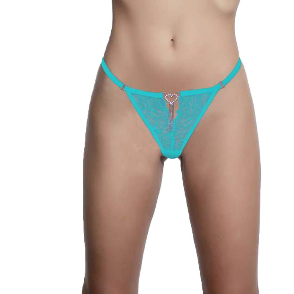 Calcinha Fio Dental Rendada Coração Strass Yaffa Lingerie Sex