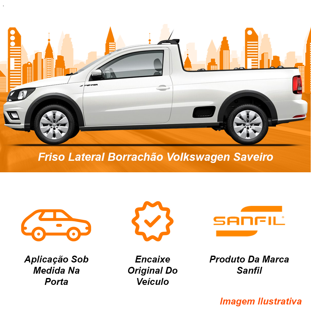 Friso Lateral Borrach O Vw Saveiro Robust At Cabine