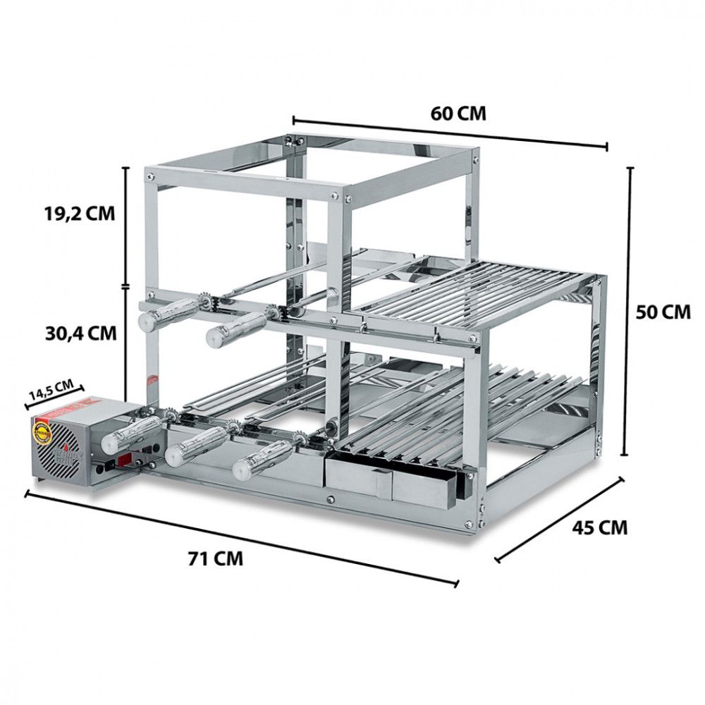 Churrasqueira Inox Gira Grill E Parrilla Artinox 3 Andares E 5 Espetos