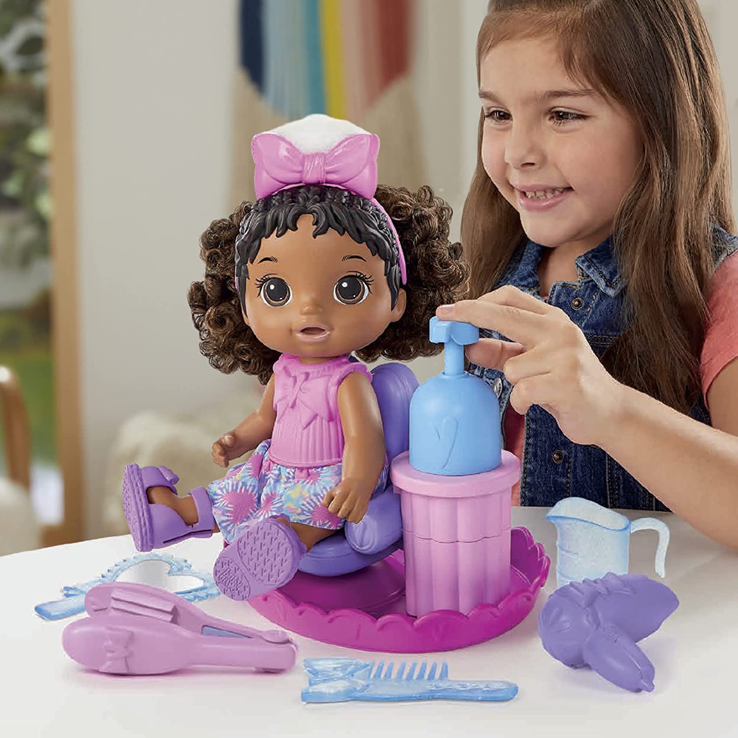 Boneca Baby Alive Sudsy Styling Cabelos Pretos Negra F Hasbr