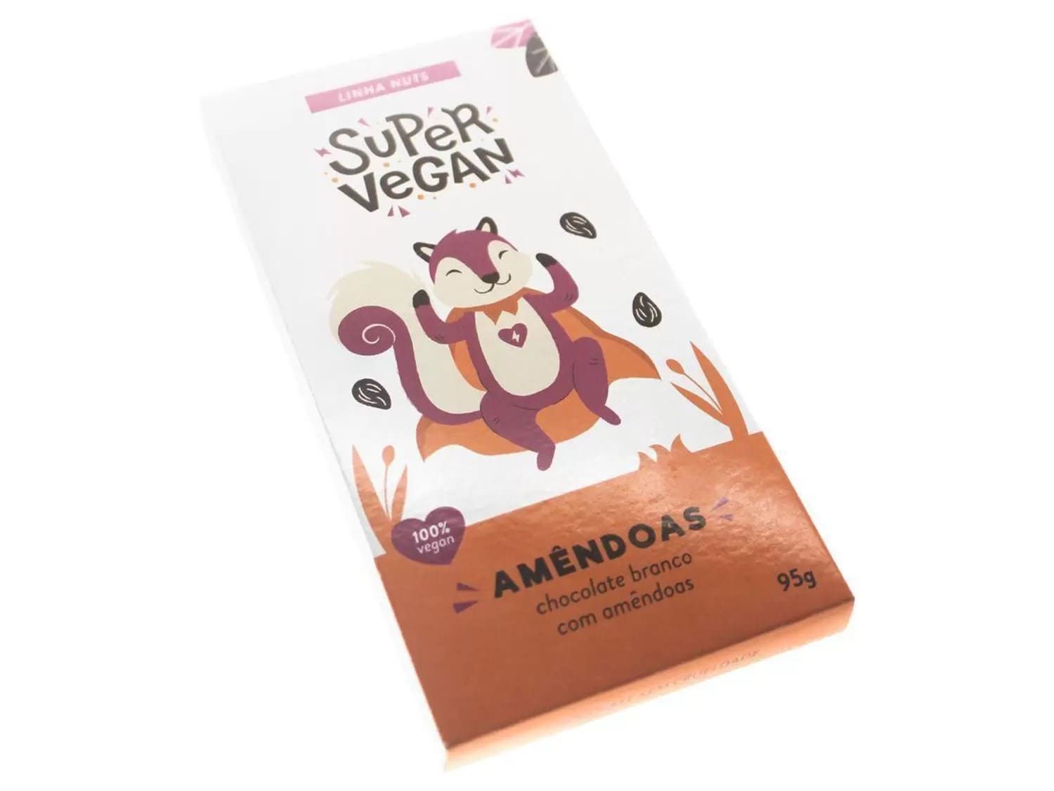 Barra de Chocolate Branco Vegano Amêndoas Super Vegan 95g Evolveg