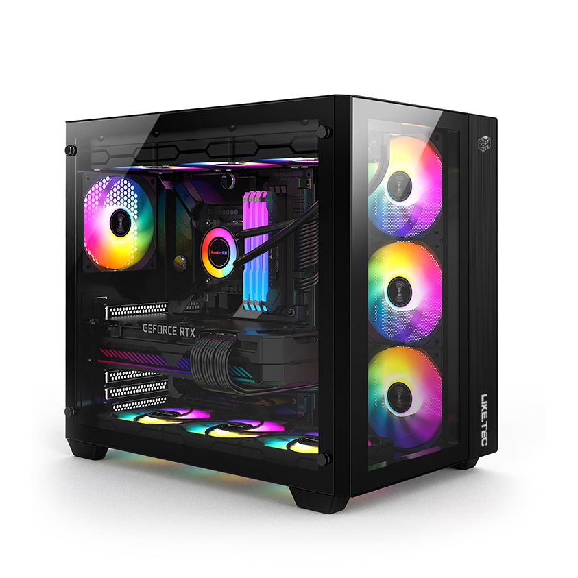 Gabinete Gamer Liketec Zeus V Aqu Rio S Fans Cubo Design Blue Sky