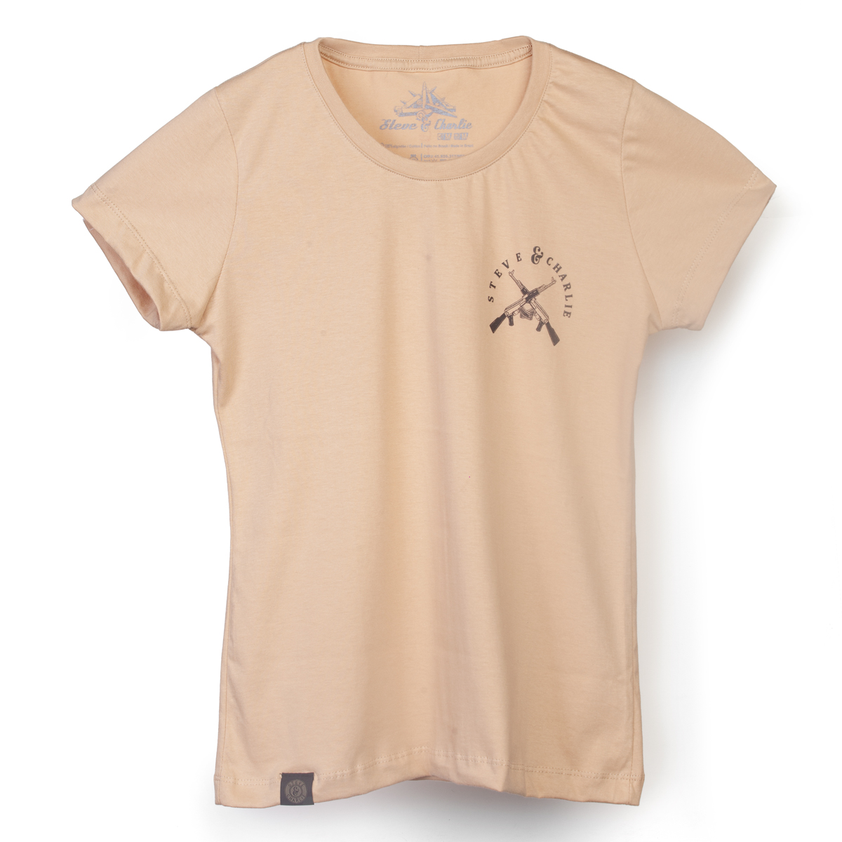 Camiseta Feminina Baby Look Kalash Rose Nude Camurça Steve Charlie