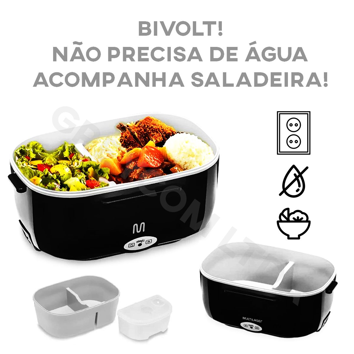 Marmita Elétrica Aquecedor de Alimentos Bivolt 1L Multilaser GREYCOM