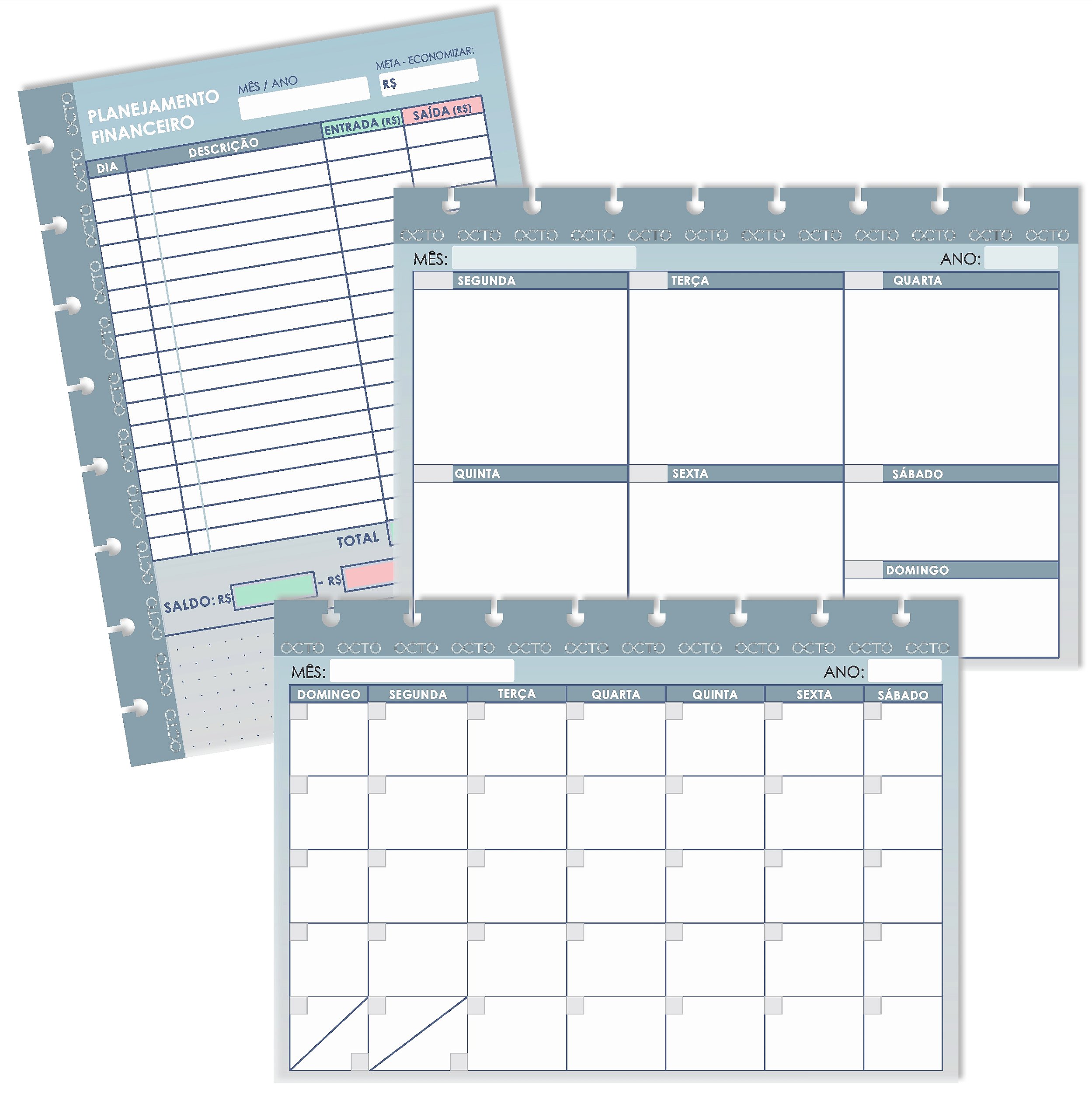 Kit Refis De Planner Para Caderno De Disco Mensal Semanal E Financei