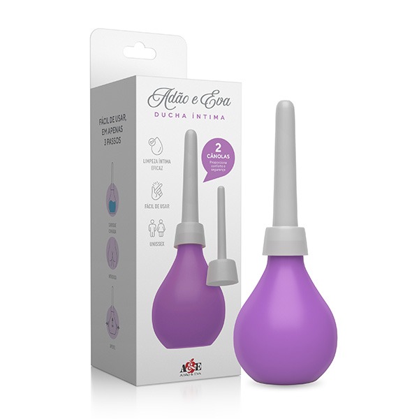 Ducha Íntima Ginecológica Lilás 2 Cânulas para Inserção Anal e Vaginal Exclusiva Linha