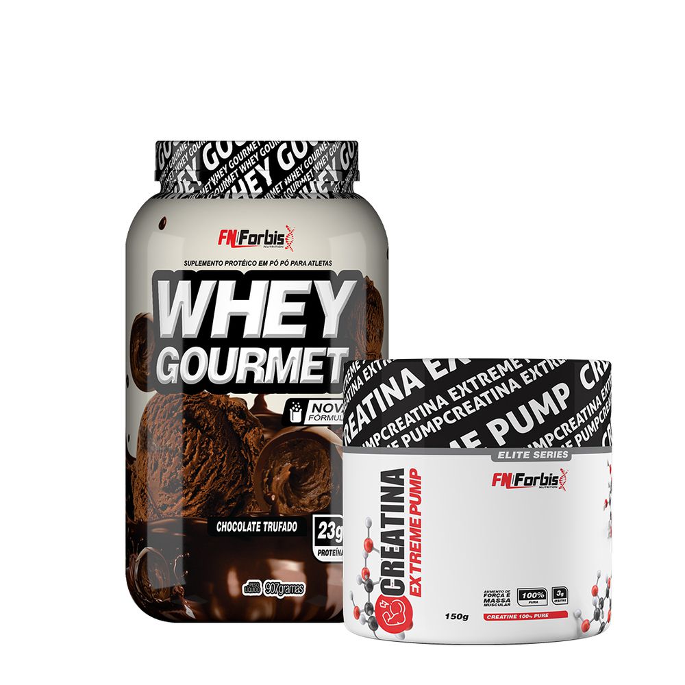 Kit Whey Protein Gourmet Pote 907g Creatina Extreme Pump Elite Series