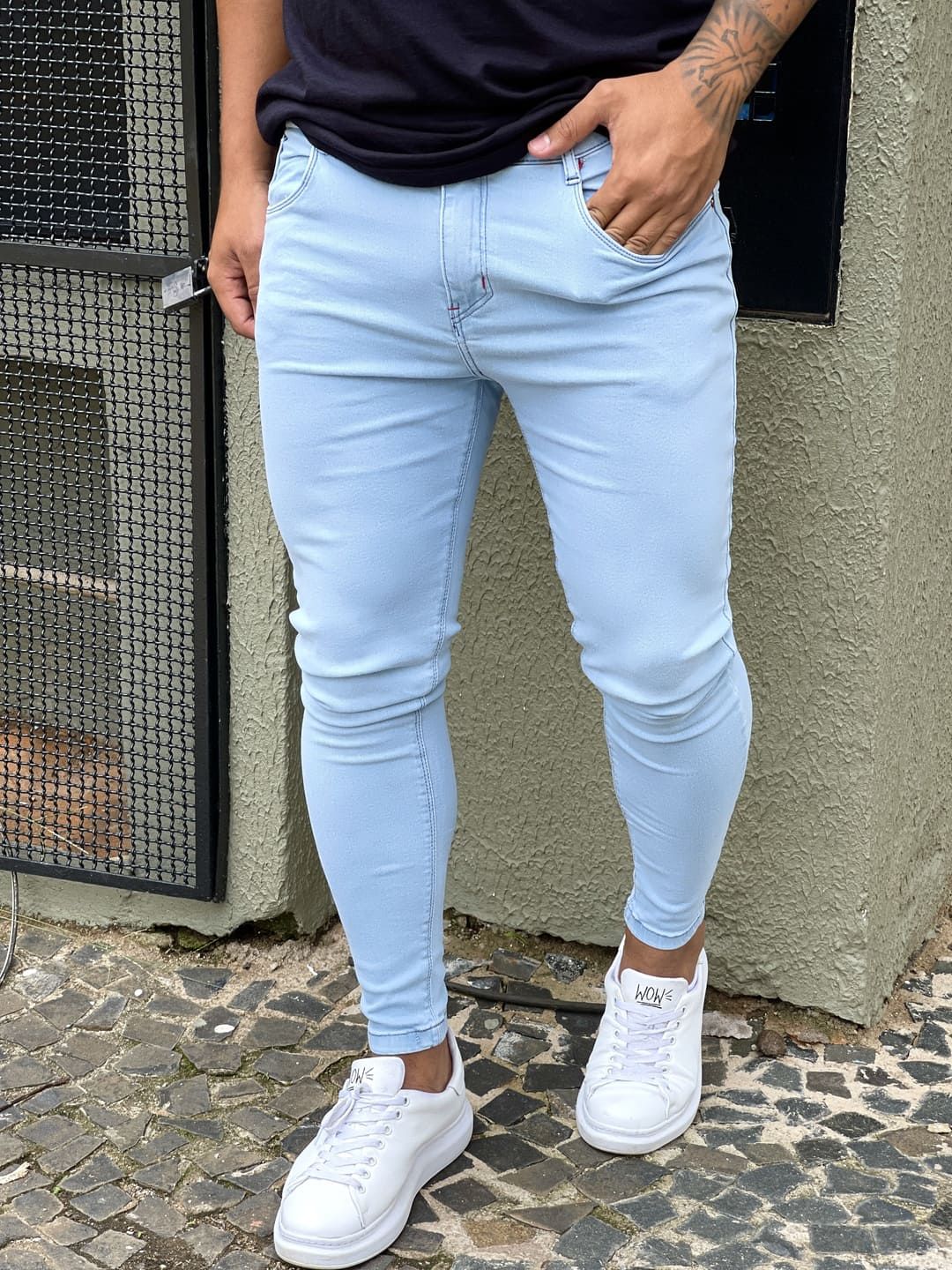 Calça Jeans Masculina Super Skinny Clara Básica Sem Rasgo Imperium