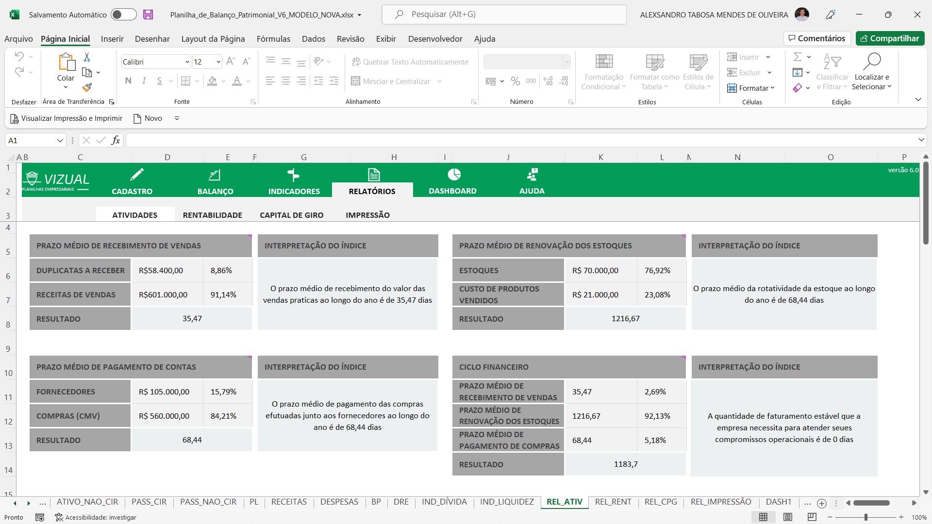 Planilha De Balan O Patrimonial Em Excel Vizual Planilhas Empresariais Planilhas Em