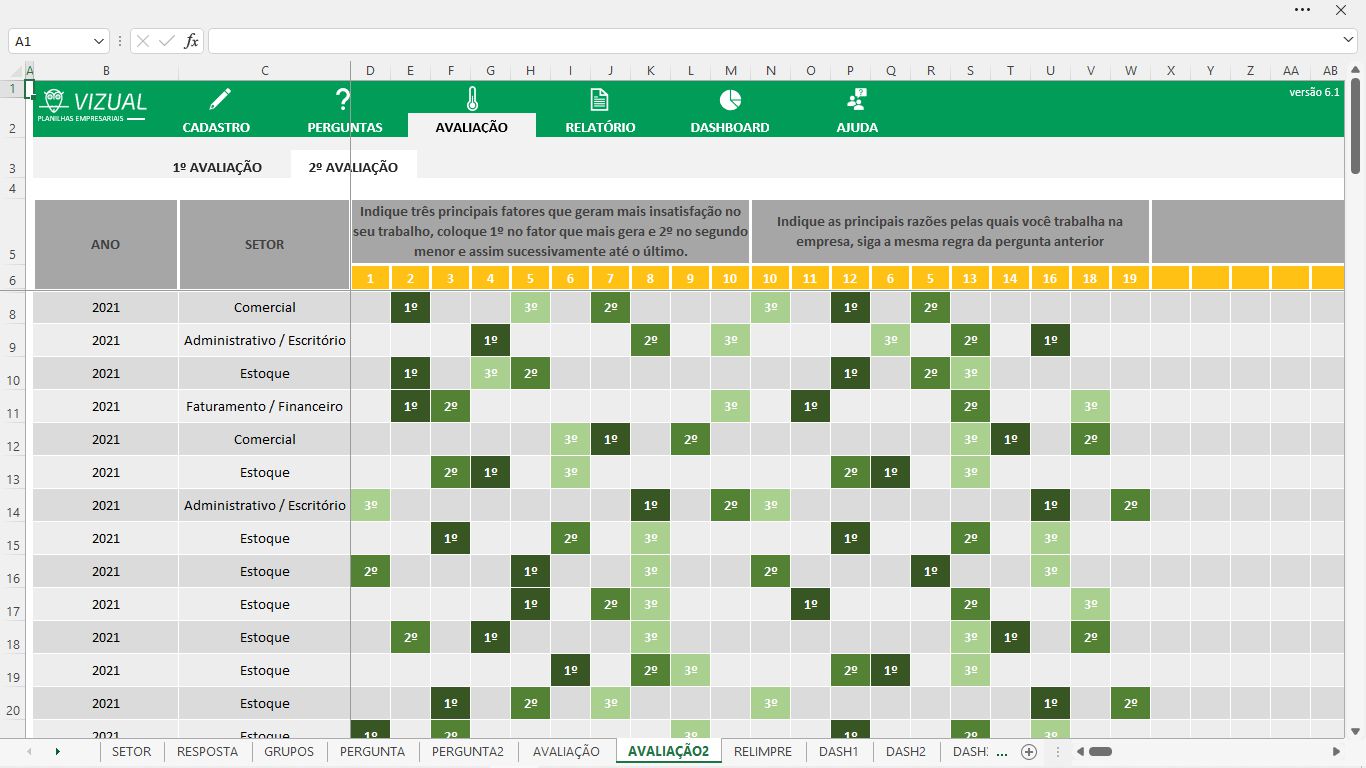 Planilha De Pesquisa De Clima Organizacional Em Excel 6 0 Vizual