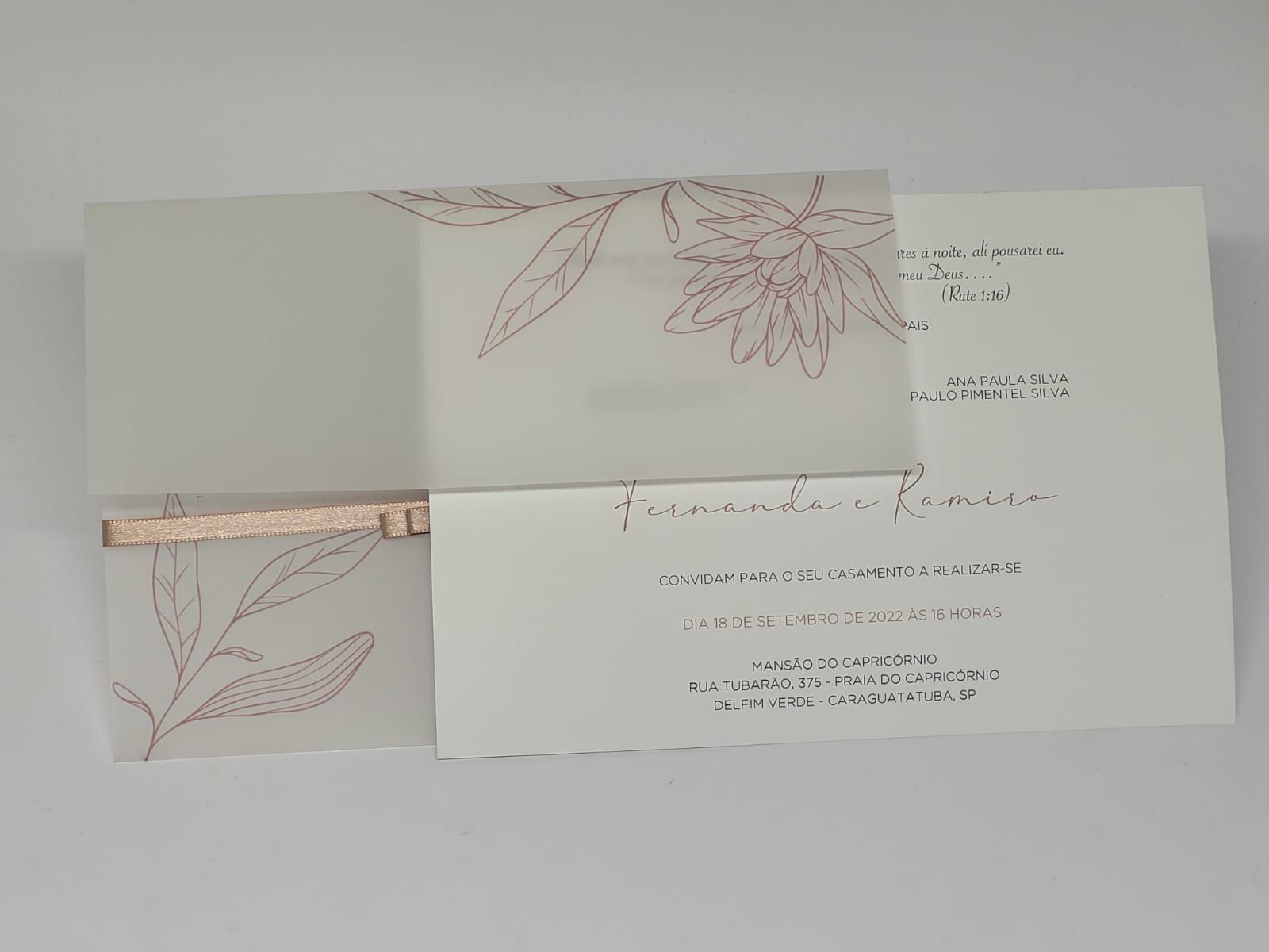 Convite Casamento Em Papel Vegetal Nude Ros Atelie Da Lola Conviteria Convites Casamento