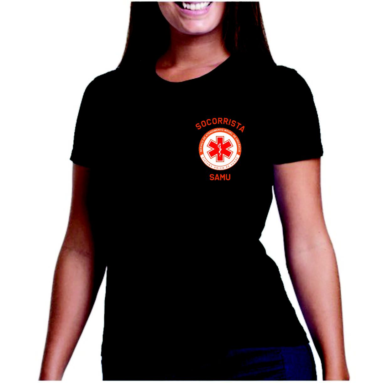 Camiseta Feminina Baby Look Socorrista Samu Uniforme Estampa