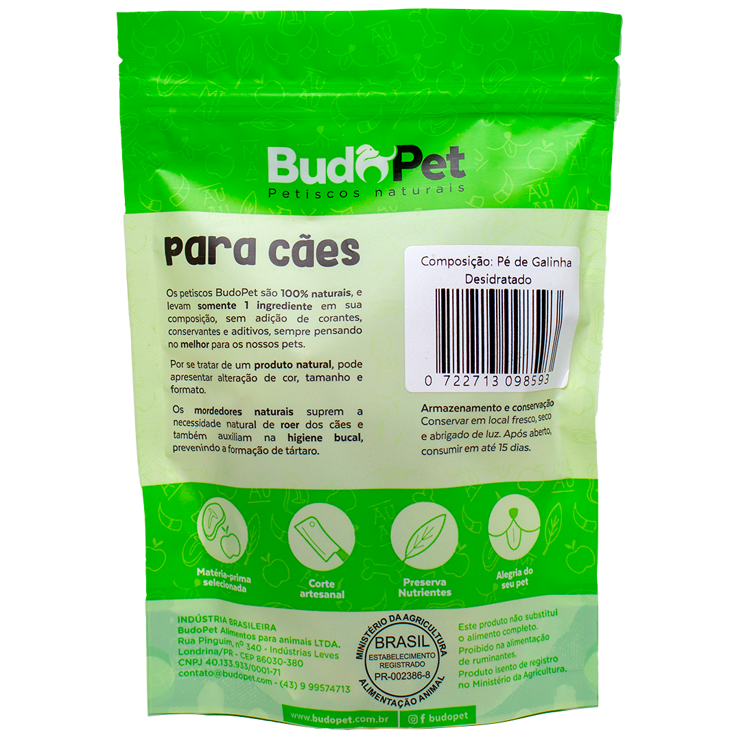 Petisco Natural Pé de Galinha Budopet Zen Animal Produtos