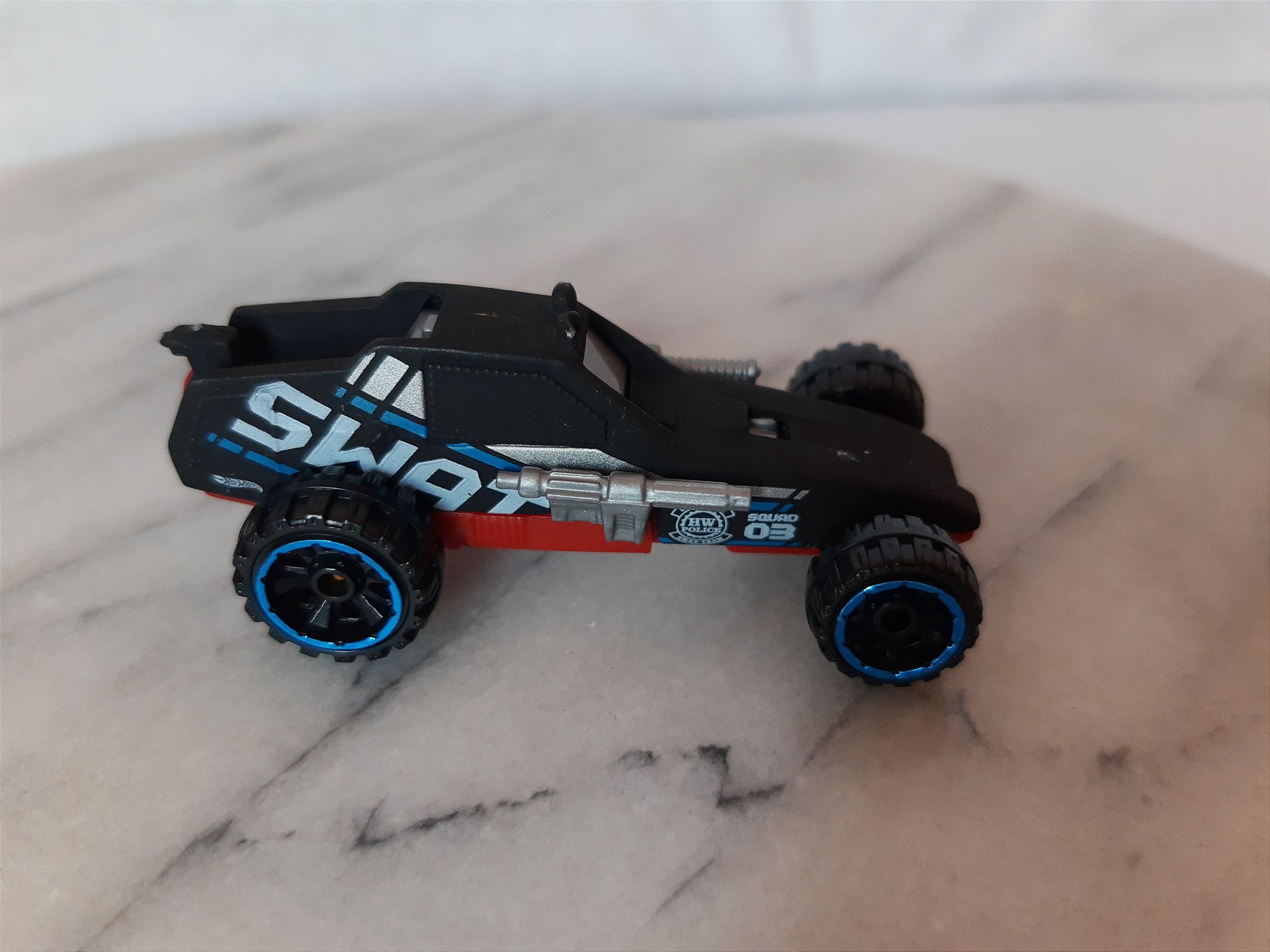 Anos 80 Miniatura De Metal Hot Wheels 1982 Black Swat Police Enforcer Escala 64 Taffy