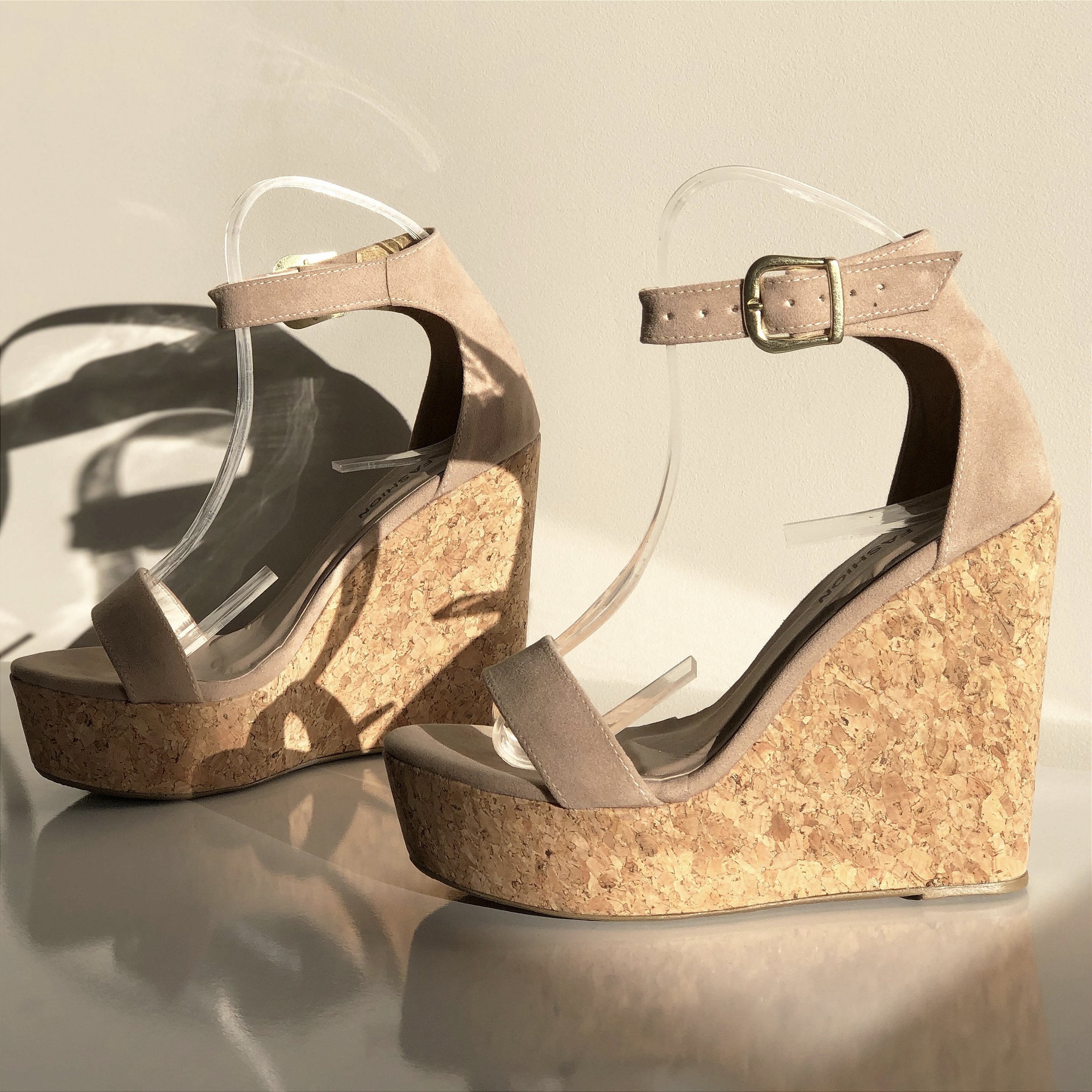 Anabela Sandália Feminina Salto Plataforma 12cm Nude FUEL FASHION