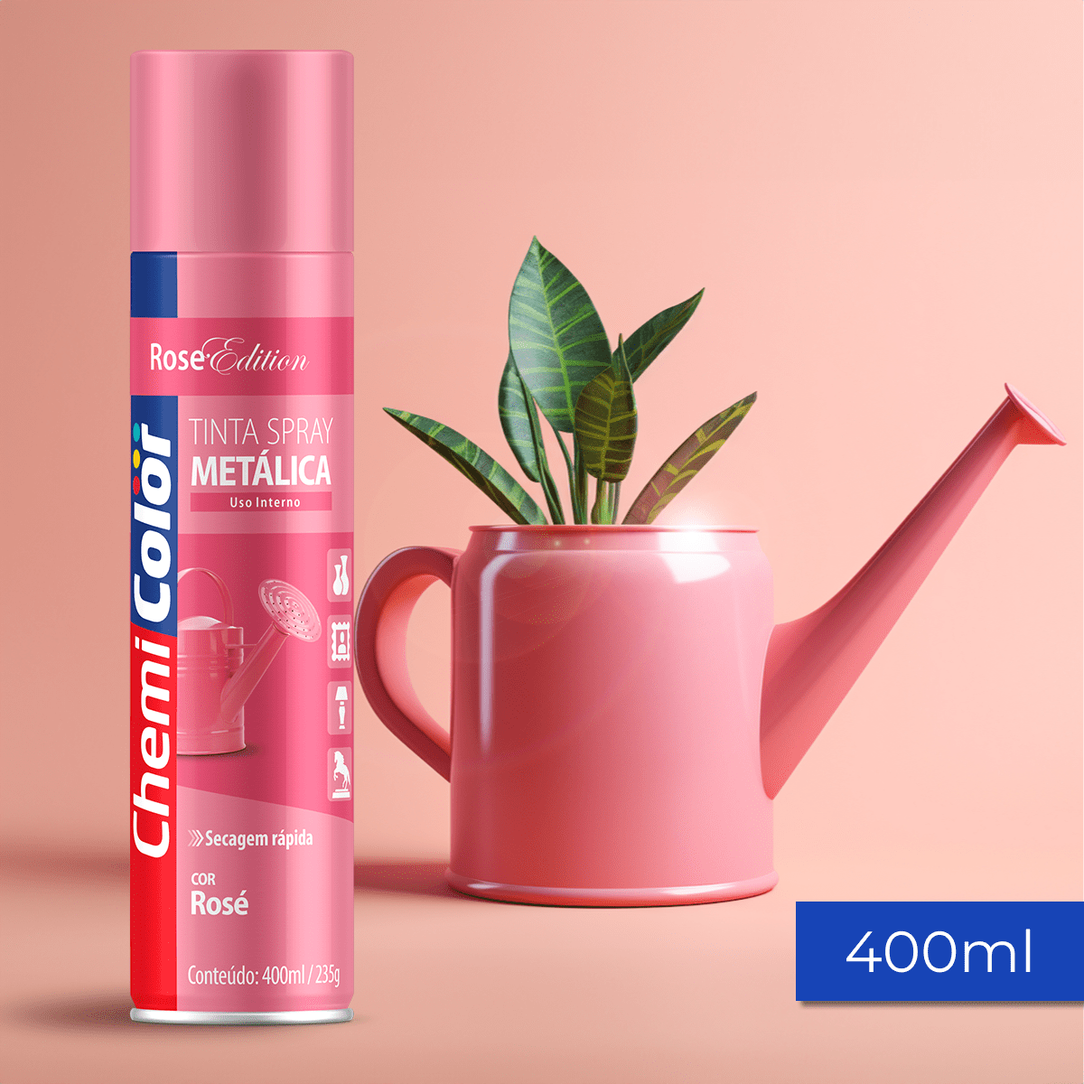 Tinta Spray Chemicolor Metálica Rosé 400ml 102 em Oferta na Obra Lar