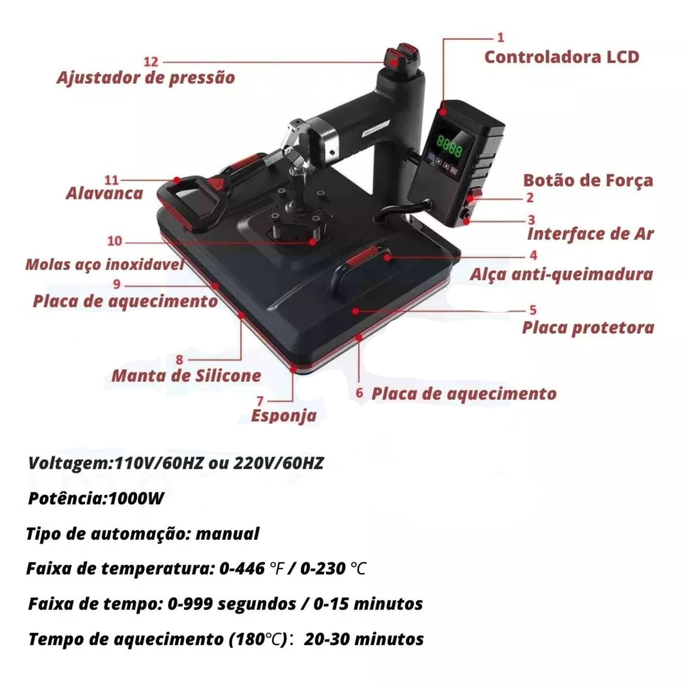 Kit Sublimação Prensa Térmica 8x1 Impressora F170 Sublimação E