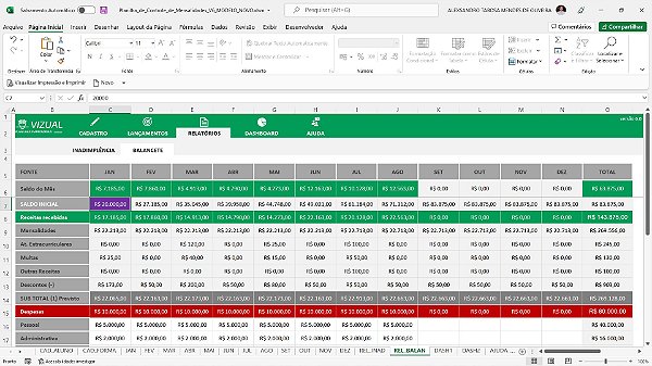 Planilha De Controle De Mensalidades Em Excel Vizual Planilhas