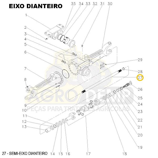 SEMI EIXO DIANTEIRO DA TRAÇÃO ZF APL 350 22X22 ESTRIAS 695MM DE