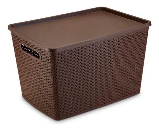 Cesto Organizador Rattan 50 Litros Cafe Plasnorthon Mais Lar