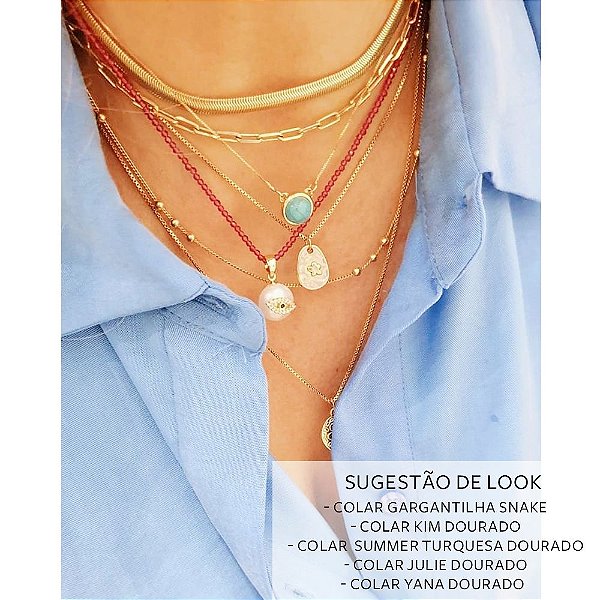 Colar Choker Kim Dourado Grace Almeida Bijoias Design Autoral