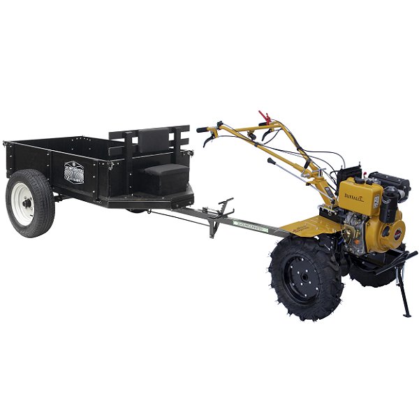 Motocultivador a Diesel Buffalo Bfde1120 10hp com Carreta Gio Implementos Agricolas GI 601 MOT 14 Capacidade 600kg Fixa Ig7